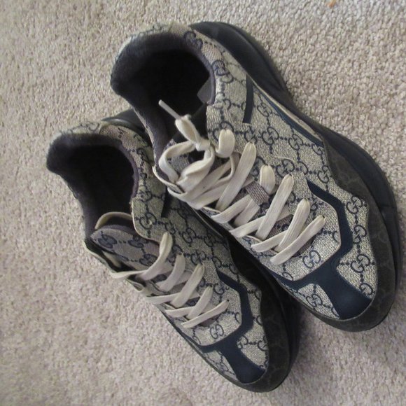 GUCCI Rhyton Monogram Logo Sneaker Tennis Shoes Double G  size 44 11USA main image 4